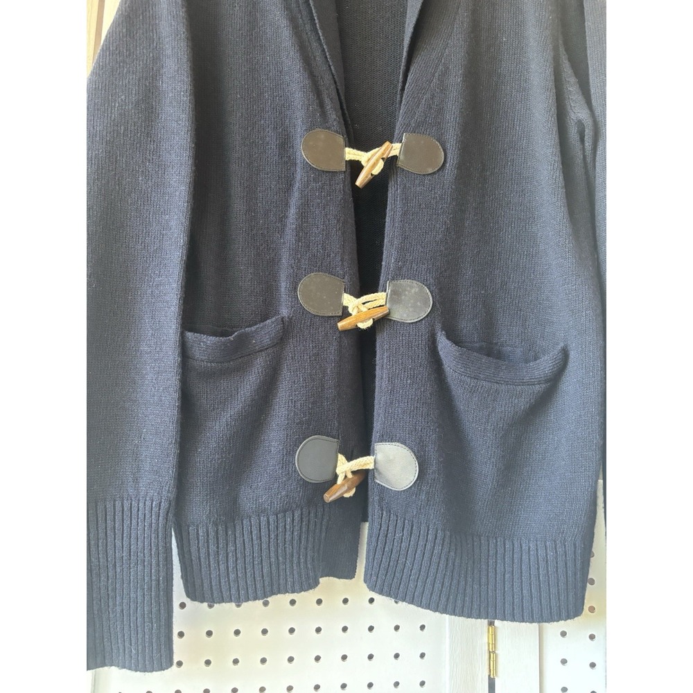 BDG Toggle Cardigan Sweater Adult Large Navy Blue Lambs Wool Blend - Picture 3 of 6